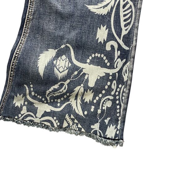 Grace Jeans 31 Easy Fit NEW Wide Decorated Leg Cotton Blend Raw Leg - Picture 9 of 12